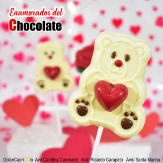 piruleta con forma de osito de chocolate