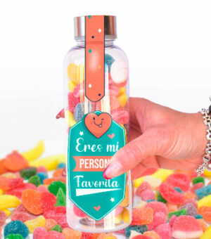 Botella con chuches y mensaje Mi persona favorita.
