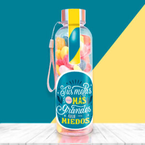 Botella con chuches motivadora.