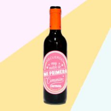 Botella de vino mi primera comunión niña