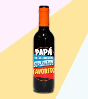 Botella de vino papa eres mi super héroe favorito