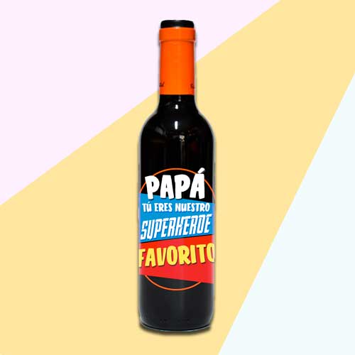Botella de vino papa eres mi super héroe favorito
