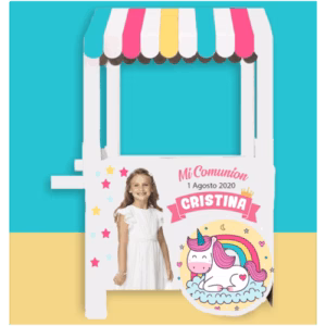 Carrito candy bar para niña personalizable con relleno de gominolas y chuches