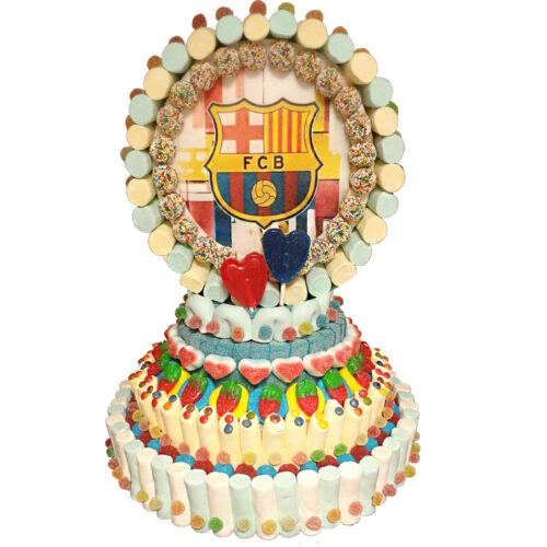 Tarta de chuches corona de fútbol