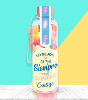 Botella con gominolas poder contar contigo es mi poder favorito.