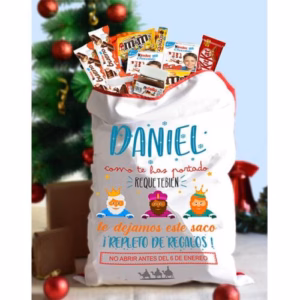 Saco cargado de chocolates y chuches de reyes magos
