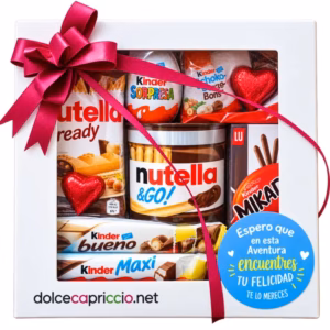 Estuche Chocolates Kinder y Nutella con frase romántica