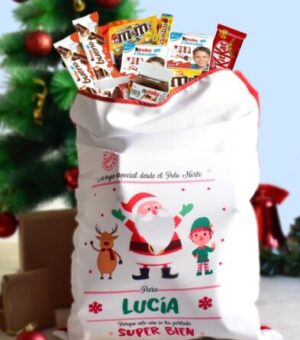 Saco repleto de chocolates y gominolas papa noel