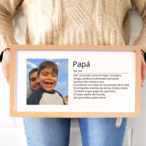 Marco de madera con fotos y con historia para Papá
