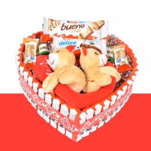 Tarta KÍNDER en forma de corazón con peluche