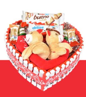 Tarta KÍNDER en forma de corazón con peluche