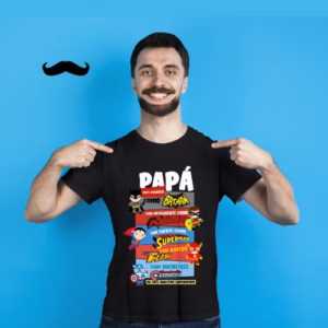 Camiseta negra Papá eres mi Superhéroe