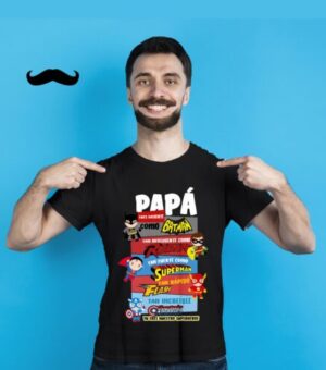 Camiseta negra Papá eres mi Superhéroe
