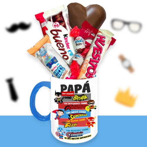 Taza cerámica bicolor - Papá eres mi héroe