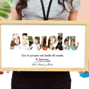 Marco de madera con collage de fotos ABUELA