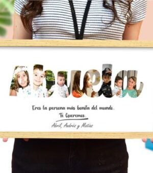 Marco de madera con collage de fotos ABUELA