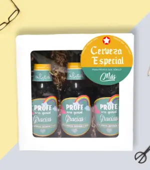 Pack de 3 cervezas personalizadas de 20cl con mensaje para profesores.