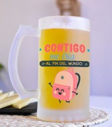 JARRA CERVEZA con-tigo-me-iria-al-fín-del-mundo