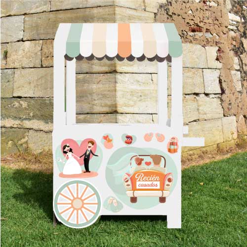 Carrito para bodas relleno de chuches