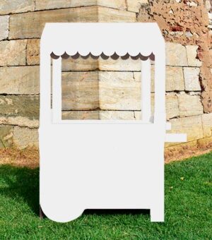 Carrito candy bar blanco para mesas dulces