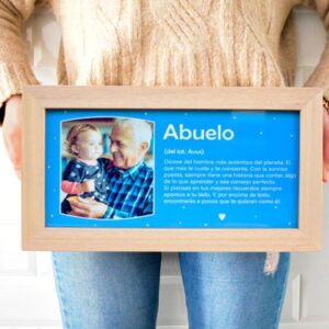 Marco de fotos de madera con dedicatoria de abuelo.