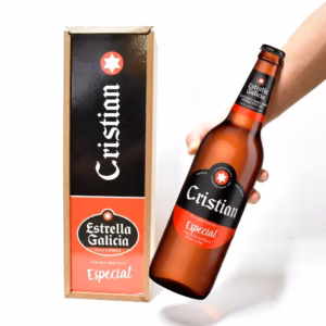Estuche madera con cerveza Estrella de Galicia - Personalizado