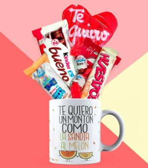 Taza te quiiero un montón como la sandía al melón