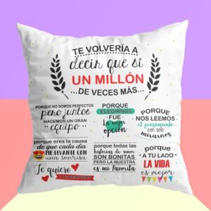 Cojín con frases de amor
