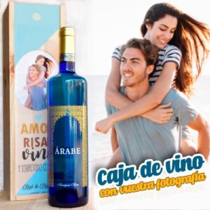 Vino Árabe con estuche de madera personalizado..