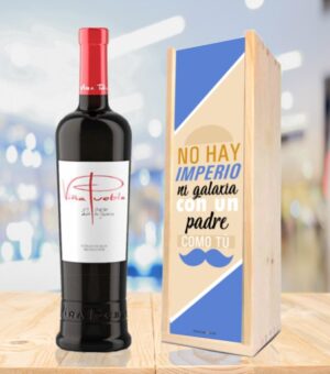 Caja de madera para regalar vino especial en el día del padre