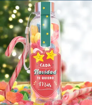 Botela con chuches para regalar en navidad