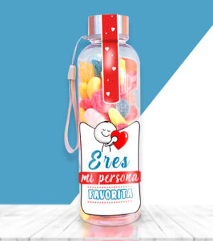 Botella con chuches y mensaje, eres mi persona favorita.