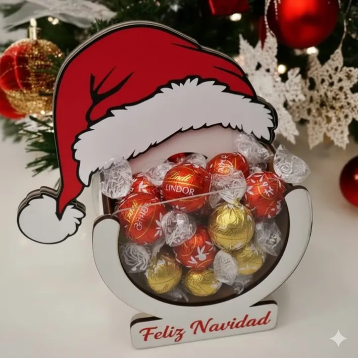 Bombonera Madera Navidad Papa Noel - Imagen 3
