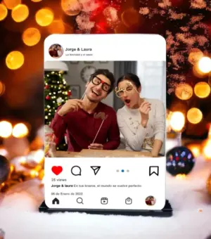 Placa de Instagram personalizada con foto de Navidad.