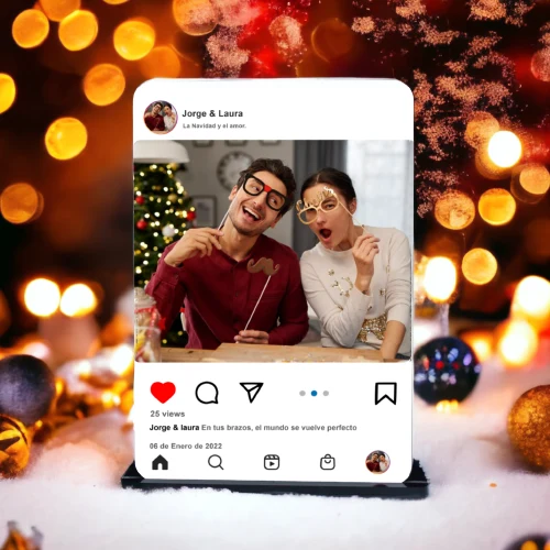 Placa de Instagram personalizada con foto de Navidad.