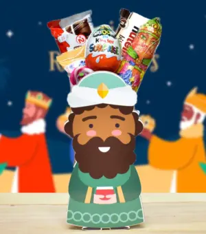 Rey Mago Baltasar. relleno de chocolates.