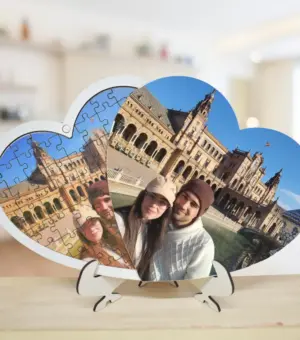 Puzle de madera con fotografía.