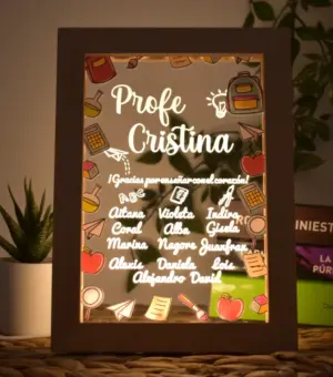 Lámpara Personalizada para Profesor - Regalo con Nombres de Alumnos y Frase de Agradecimiento