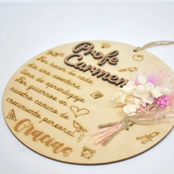 Placa de madera especial para regalar a los profes.