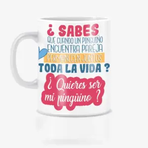 Taza amor pingüino