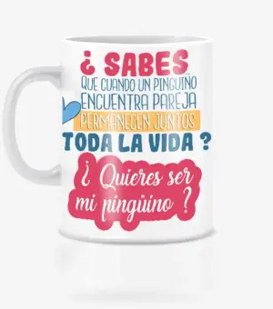 Taza amor pingüino