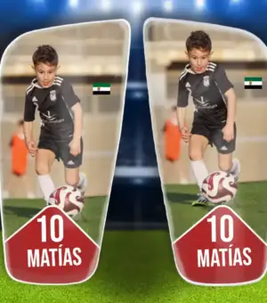 Espinilleras personalizadas con nombre y diseño exclusivo, incluidas en el pack regalo de fútbol.