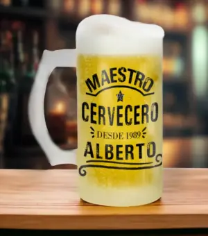 Jarra de cerveza personalizada-Maestro Cervecero" desde 1989 Alberto"