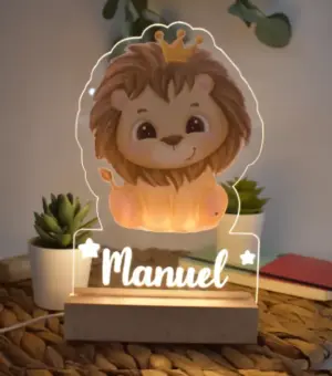 Lámpara de metacrilato personalizada con nombre para bebé