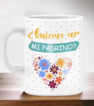 Taza con mensaje ¿quieres ser mi padrino?