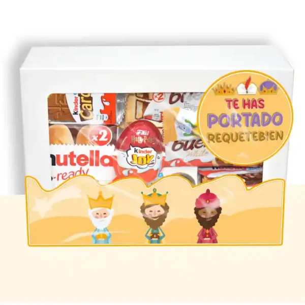 Estuche de chocolates de Reyes Magos con variedad de Kinder, Kit Kat y Nutella