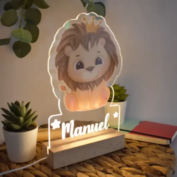 Lámpara infantil de metacrilato personalizada con luz LED