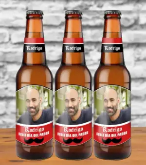 3 Cervezas personalizadas para el día del padre. Con foto y texto.