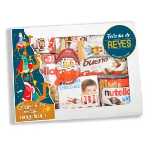 Estuche con diseño de los Reyes Magos, Con chocolates en su interior.
