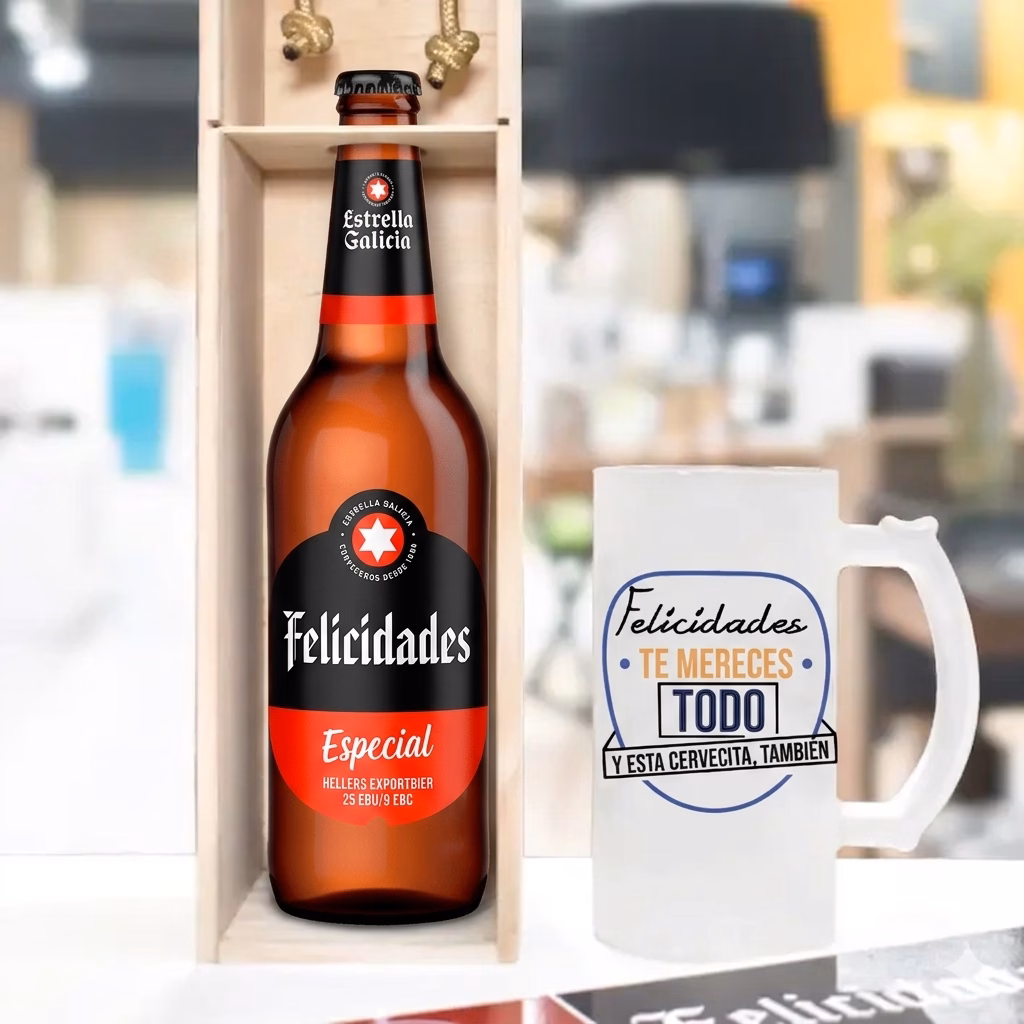 Caja de Cerveza Felicidades y Jarra - Imagen 3